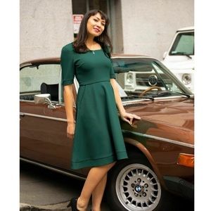 Betabrand Elixer Fit and Flare Dress Green XXL